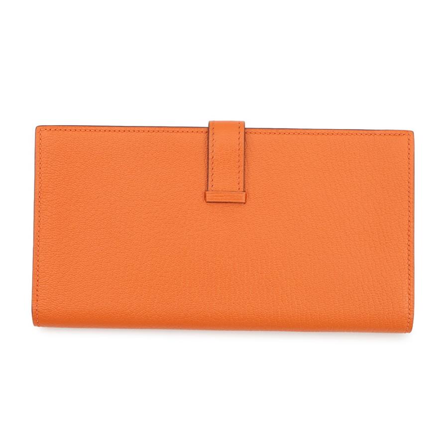エルメス 長財布 ベアンスフレ オレンジ/ゴールド金具 シェブルミゾル