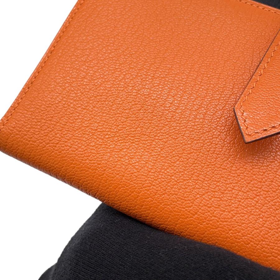 エルメス 長財布 ベアンスフレ オレンジ/ゴールド金具 シェブルミゾル