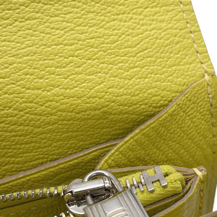 セール HERMES エルメス ケリーウォレット シェーブル イエロー ライム エルメス 長財布 ケリーウォレット ロング ライム/シルバー金具