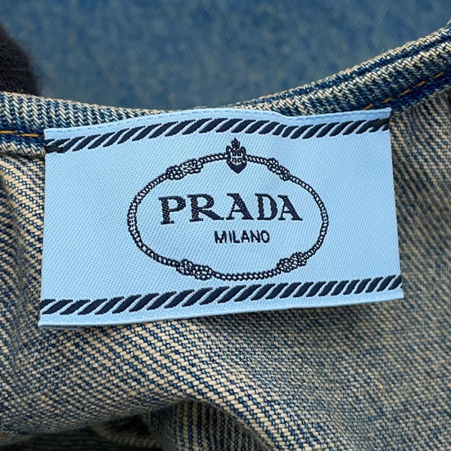 ろん:PRADAロゴデニムワンピース プラダ ワンピース トライアングルロゴ デニムワンピース ダメージ加工