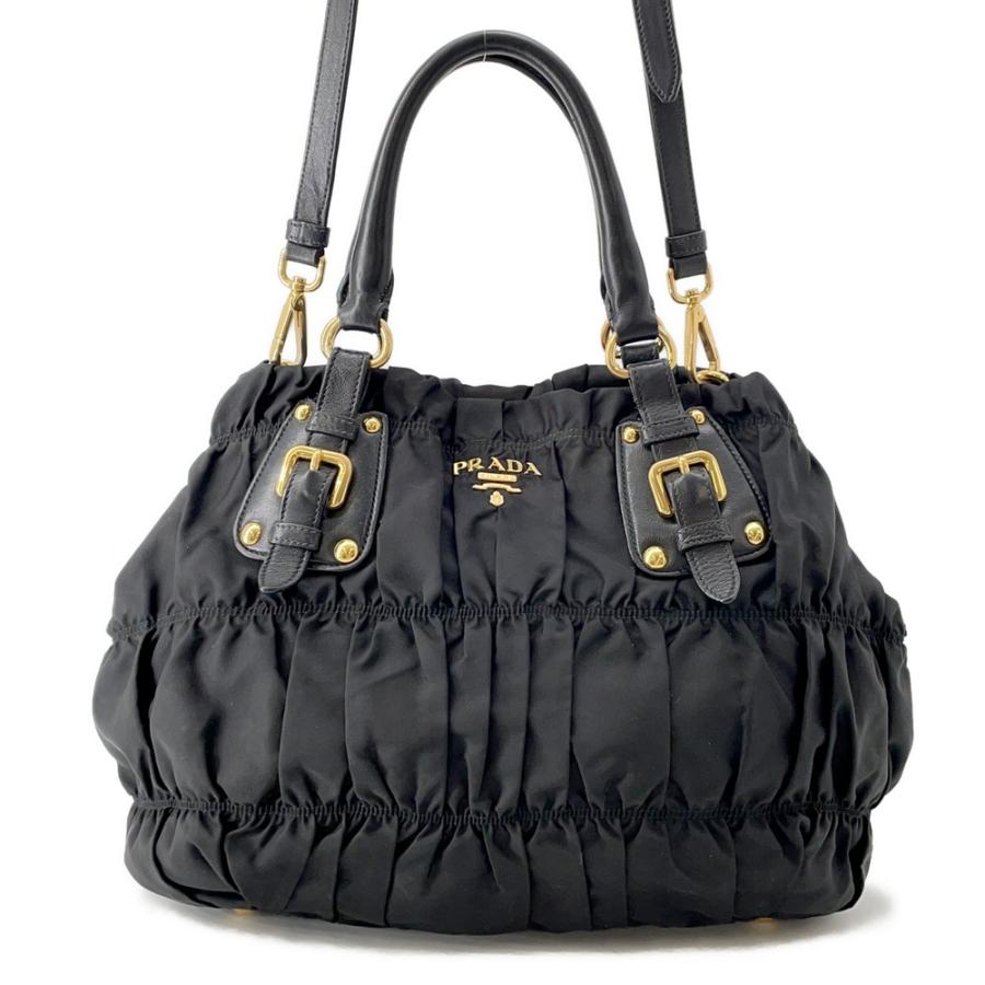 【FROM JAPAN】PRADA パーティーバッグ プラダ トートバッグ ギャザー ナイロン BN2346 PRADA 2way 黒 【安心