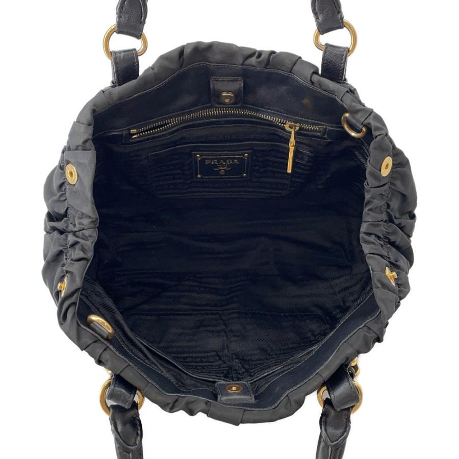 プラダ トートバッグ ギャザー ナイロン BN2346 PRADA 2way 黒 【安心