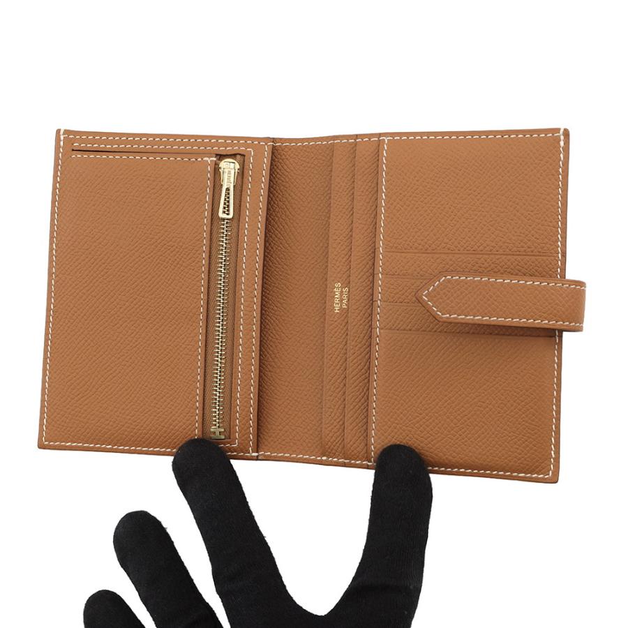 エルメス 二つ折り財布 ベアンコンパクト ゴールド/ゴールド金具 エプソン Y刻印 HERMES 財布 【安心保証】の画像