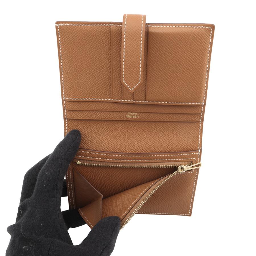 エルメス 二つ折り財布 ベアンコンパクト ゴールド/ゴールド金具 エプソン Y刻印 HERMES 財布 【安心保証】の画像