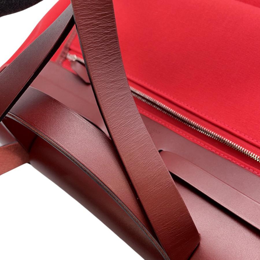 エルメス エールバッグジップPM ルージュセリエ/シルバー金具 トワルオフィシエ/ボックスカーフ B刻印 エルメス エールバッグジップPM ルージュセリエ/シルバー金具 トワル