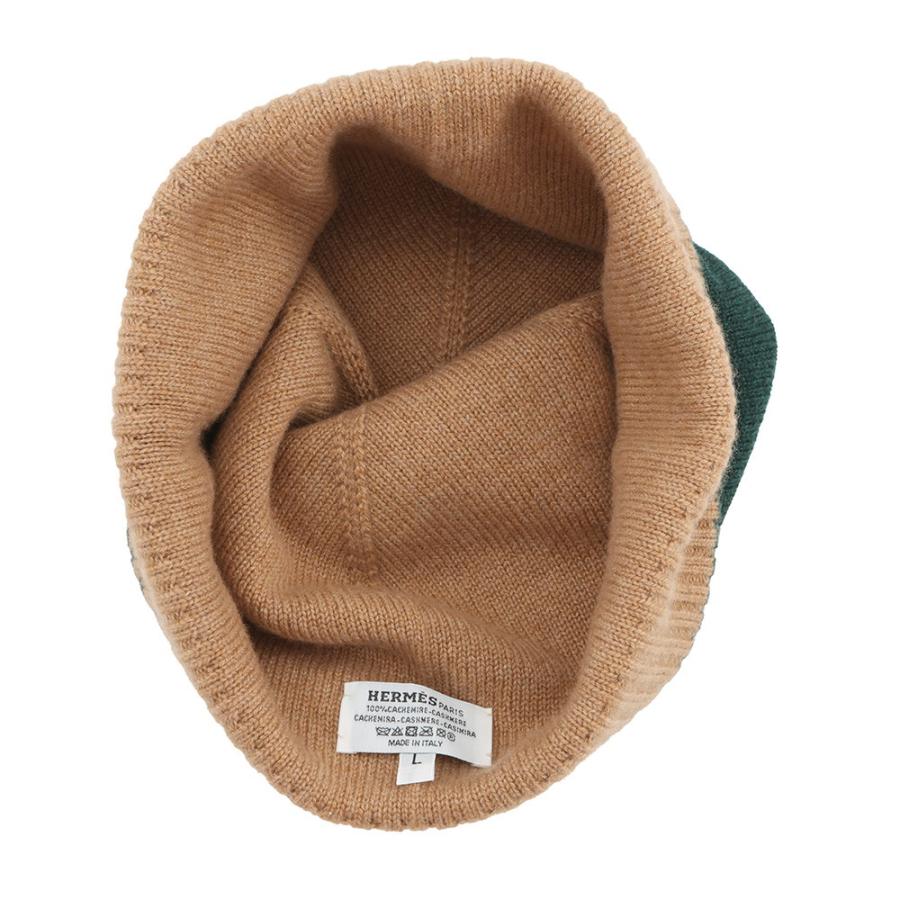 エルメス ニット帽 ヒューゴ バイカラー カシミヤ サイズLHERMES 帽子
