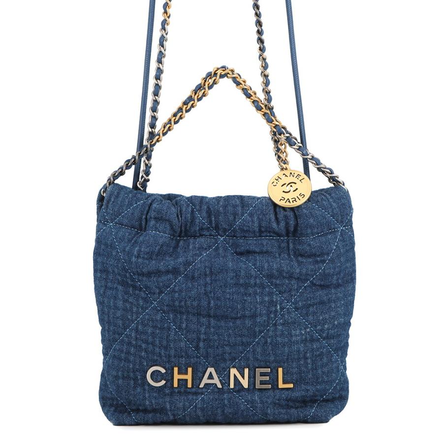 シャネル ハンドバッグ CHANEL 22 ミニ ココマーク デニム コットン