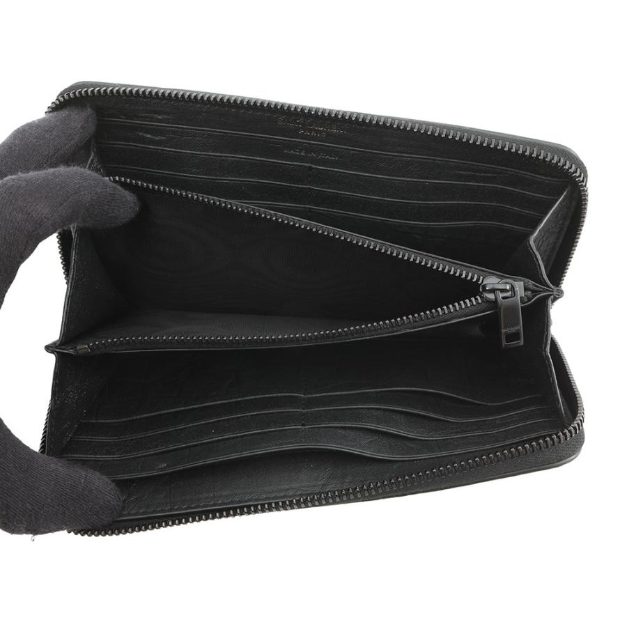イヴサンローラン 長財布 YSL カサンドラ ラウンドファスナー クロコ型