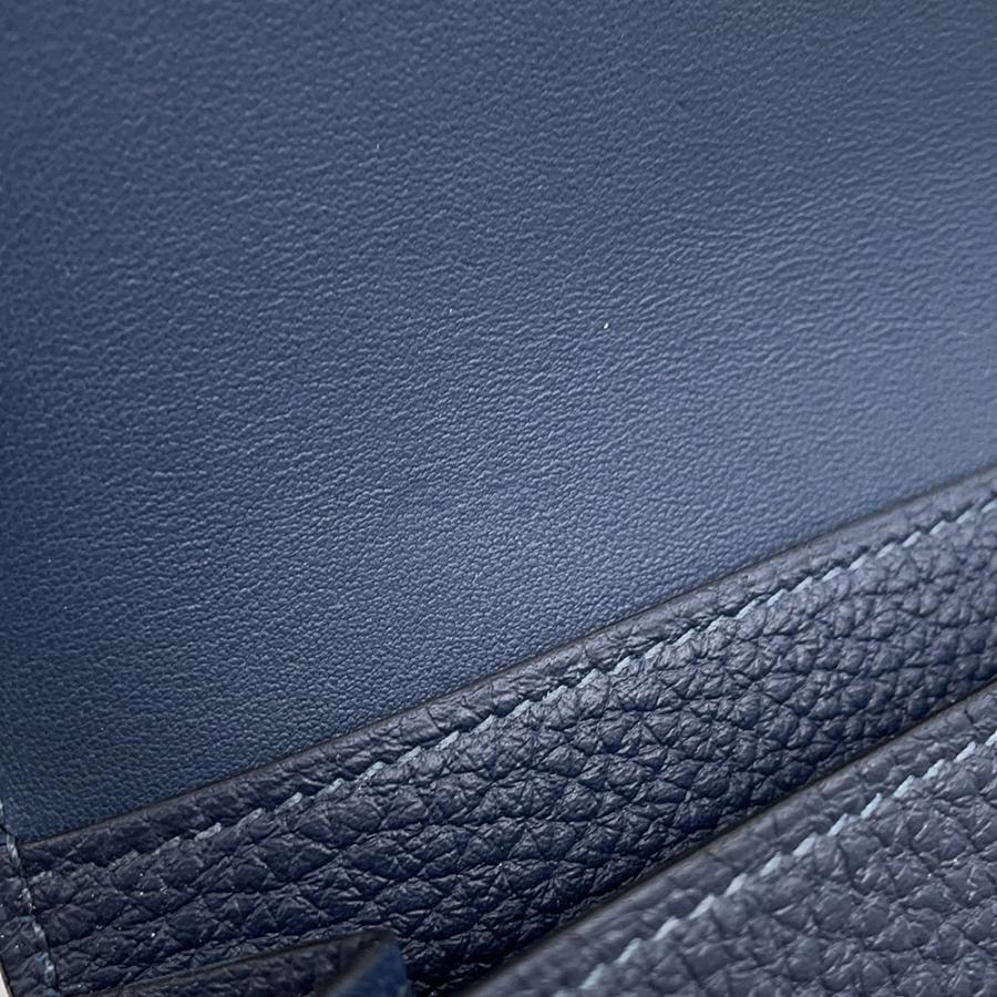 エルメス 長財布 ドゴンGM ブルーネイビー/シルバー金具 トゴ K刻印