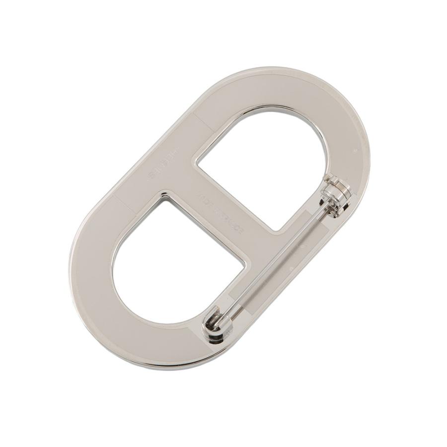 エルメス ブローチ シェーヌダンクル ブラック/シルバー金具 エプソン