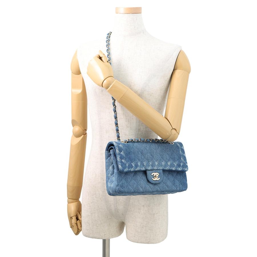 CHANEL デニム マトラッセ 斜めがけ ダブルチェーンバッグ CHANEL】【マットゴールド金具】シャネル『マトラッセ デニム チェーン
