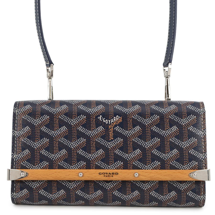 未使用品◎GOYARD ゴヤール モンテカルロ PM PVC カーフスキン ウッド使い ショルダーバッグ／クラッチバッグ ブラック ブラウン ホワイト シルバー金具 フランス製 レディース GOYARD - 未使用品◎GOYARD ゴヤール モンテカルロ PM PVC カーフ