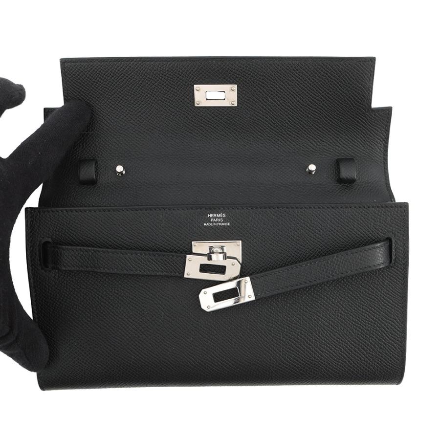 エルメス ケリーウォレット ロング トゥーゴー ブラック/シルバー金具 エプソン K刻印 HERMES 黒 エルメス ケリーウォレット ロング トゥーゴー ブラック/シルバー金具