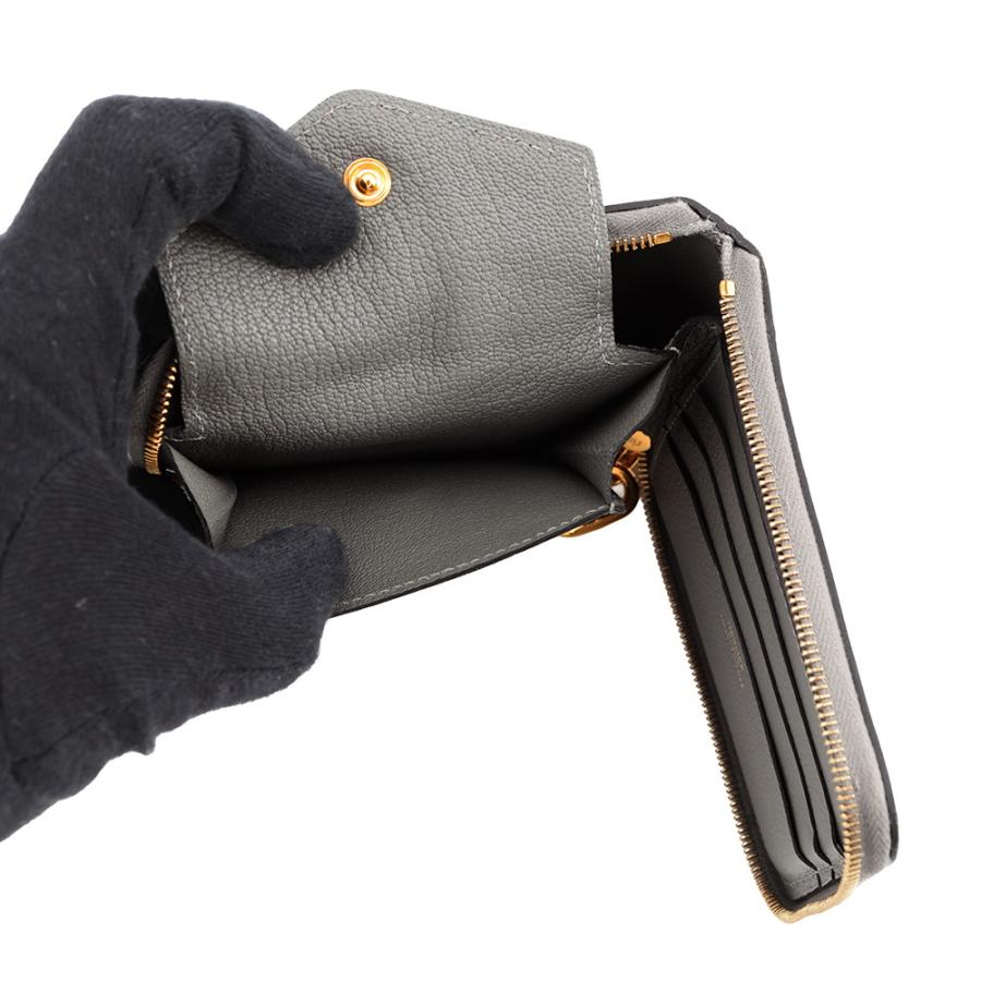 エルメス 二つ折り財布 ジップアンゴー2 シェーヌダンクル グリメイヤー/ゴールド金具 エバーカラー W刻印 財布 【安心保証】の画像