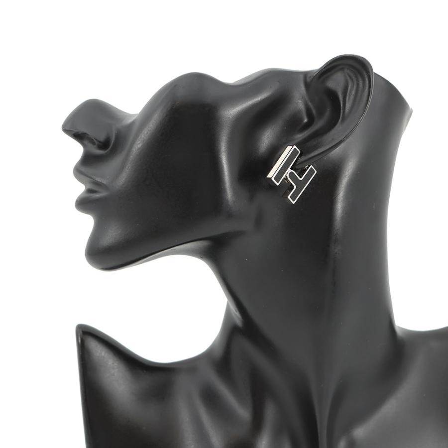 エルメス Hロゴ ピアス 片耳用 シルバー ブラック シングル エルメス ピアス シングル H ブラック/シルバー金具 HERMES