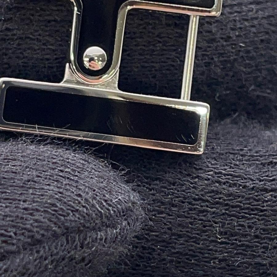 エルメス ピアス シングル H ブラック/シルバー金具 HERMES