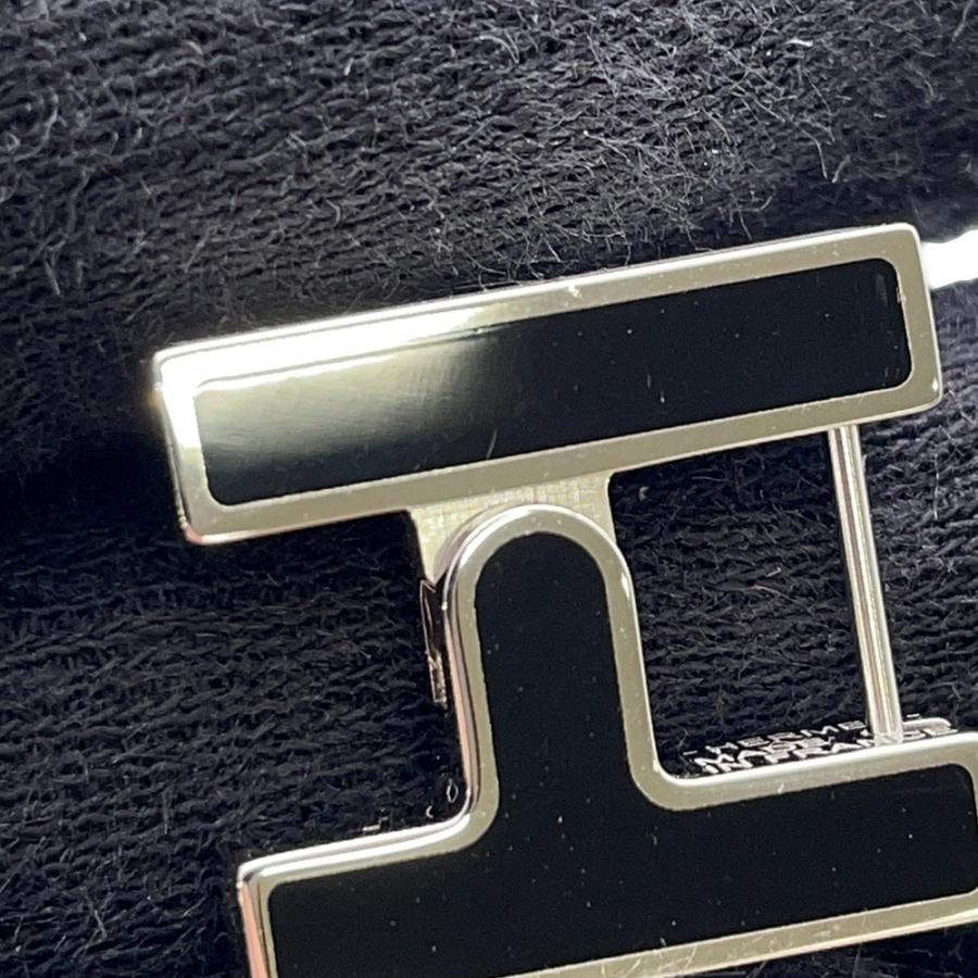 エルメス Hロゴ ピアス 片耳用 シルバー ブラック シングル エルメス ピアス シングル H ブラック/シルバー金具 HERMES