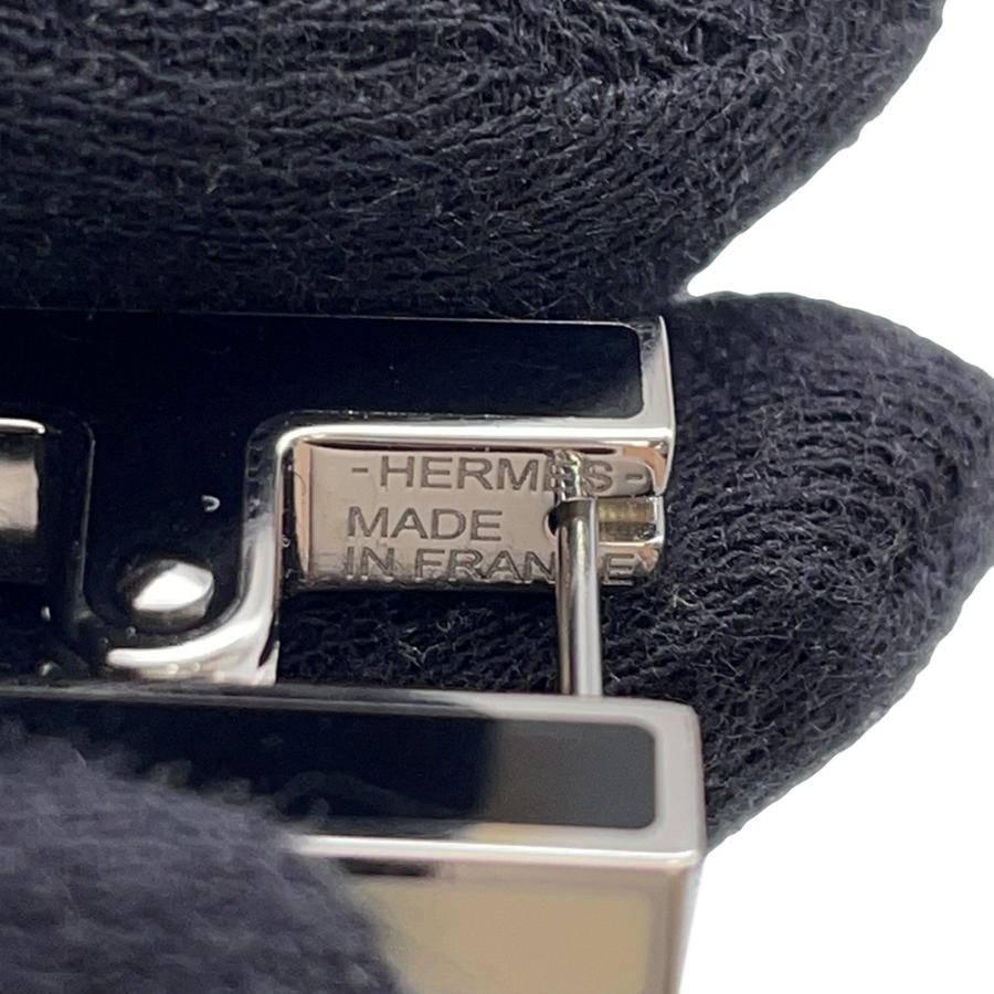 エルメス ピアス シングル H ブラック/シルバー金具 HERMES