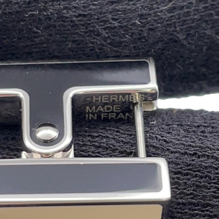 エルメス ピアス シングル H ブラック/シルバー金具 HERMES
