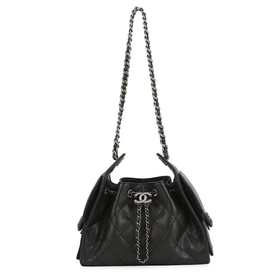CHANEL キャビアスキンにココマークステッチ ワンショルダーバッグ 【美品】 シャネル チェーンショルダーバッグ ココマーク ワンショルダー