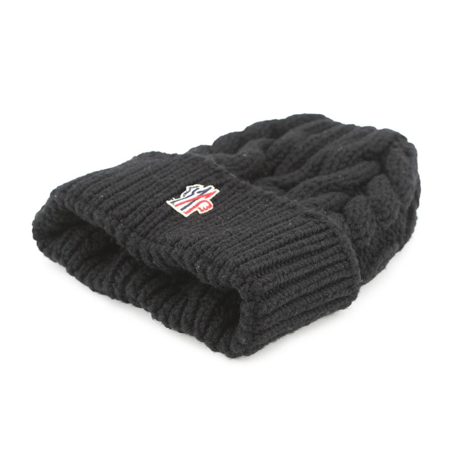 モンクレール ニット帽 ロゴ グルノーブル ウール MONCLER 帽子 黒