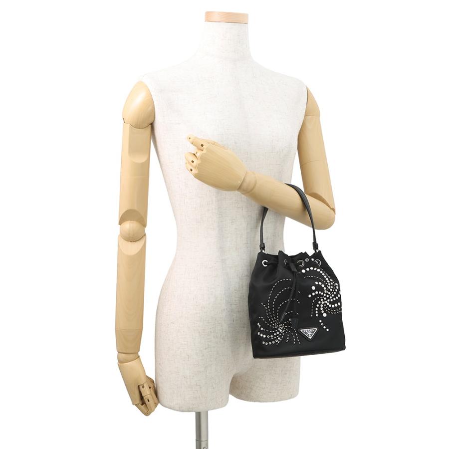 プラダ ハンドバッグ 巾着バッグ ラインストーン スタッズ ビーズ ナイロン 1BE067 PRADA 2ｗayショルダーバッグ 黒_3