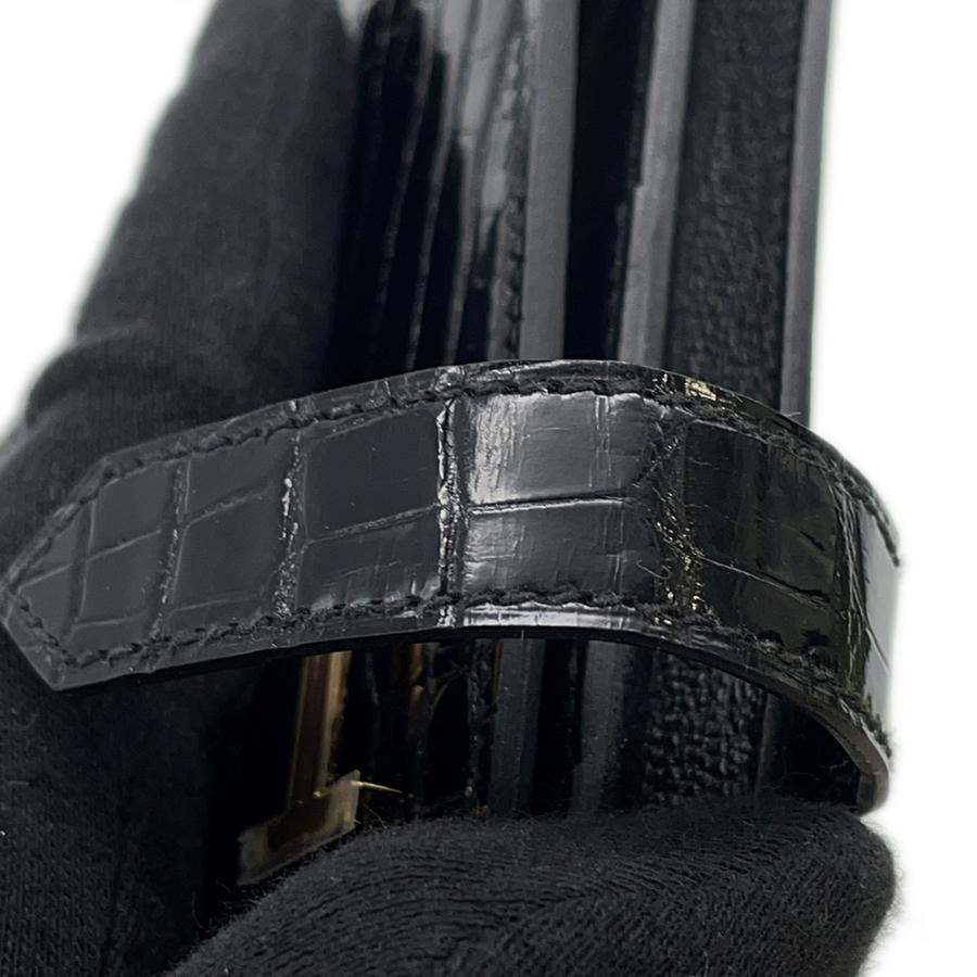 【定価130万円超】エルメス ベアンスフレ アリゲーター 長財布 H金具 黒色 エルメス 長財布 ベアンスフレ ブラック/ゴールド金具 アリゲーター