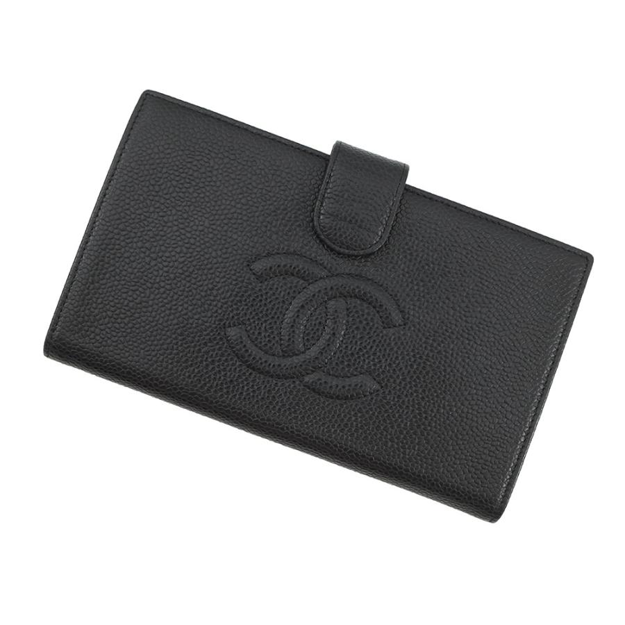 CHANEL シャネル　長財布　がま口　キャビアスキン　ココマーク　ブラック シャネル 長財布 ココマーク がま口 ロングウォレット キャビアスキン
