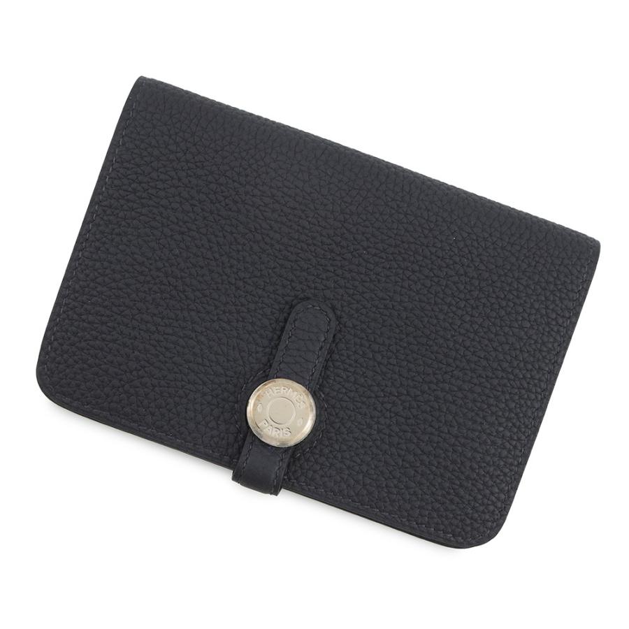 【並品】HERMES エルメス ドゴン コンパクトレザー 二つ折り財布 □J刻印 HERMES（エルメス） ドゴンコンパクト 二つ折り財布 レザー ブルー P