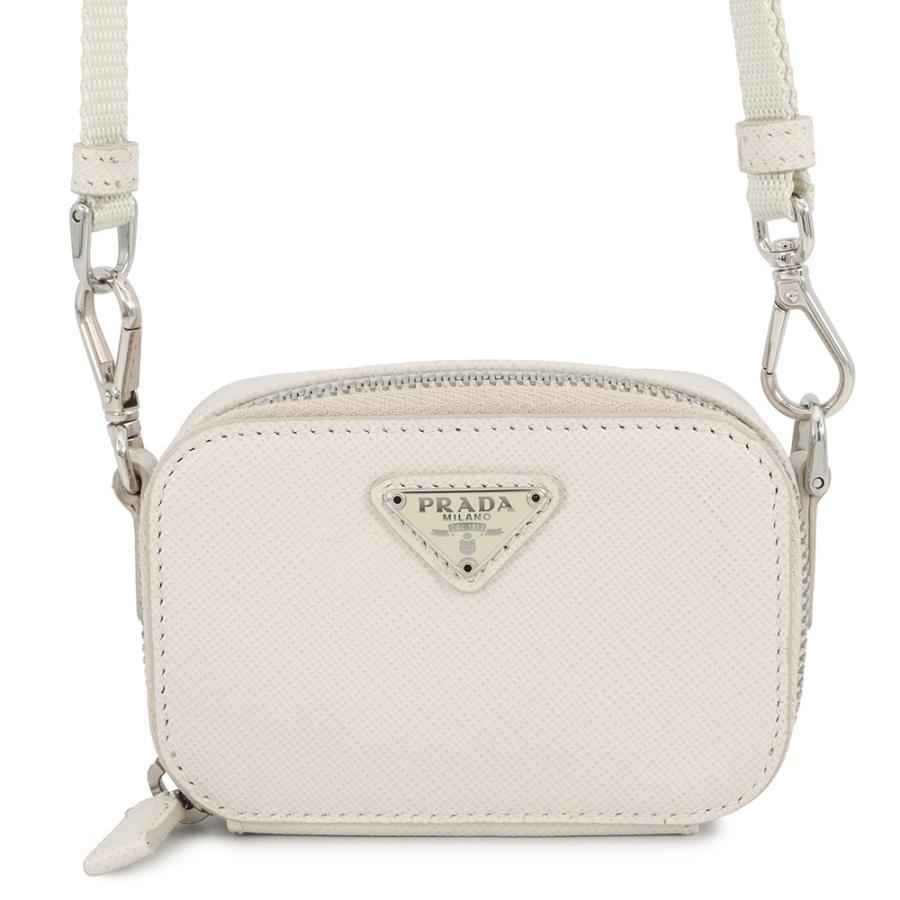 PRADA プラダ ショルダーバッグ ポーチ ミニ ポシェット クロスボディ 肩掛け 斜めがけ サフィアーノレザー 本革 ホワイト 白 2TT105 レディース 三角プレート トライアングルロゴ プラダ ポーチ ミニ トライアングルロゴ サフィアーノ 2TT105 PRADA