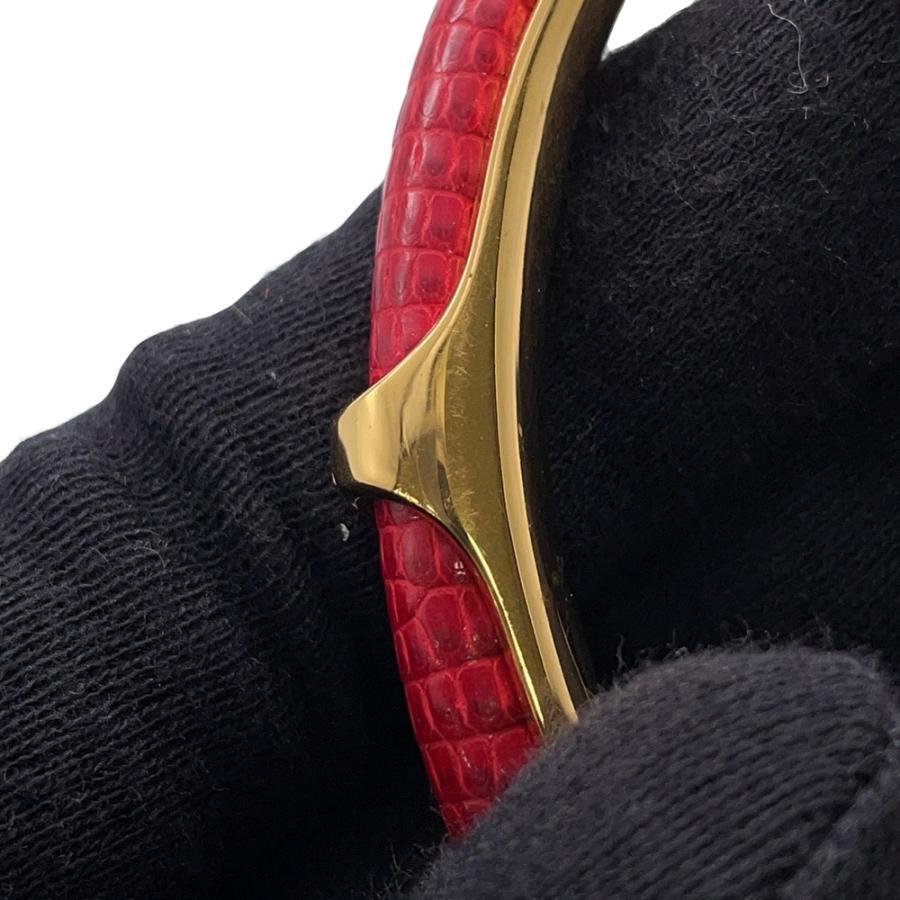 エルメス ブレスレット レッド/ゴールド金具 リザード/メタル HERMES 