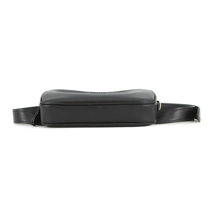 ミュウミュウ ウエストポーチ ロゴ レザー MiuMiu ボディバッグ 黒
