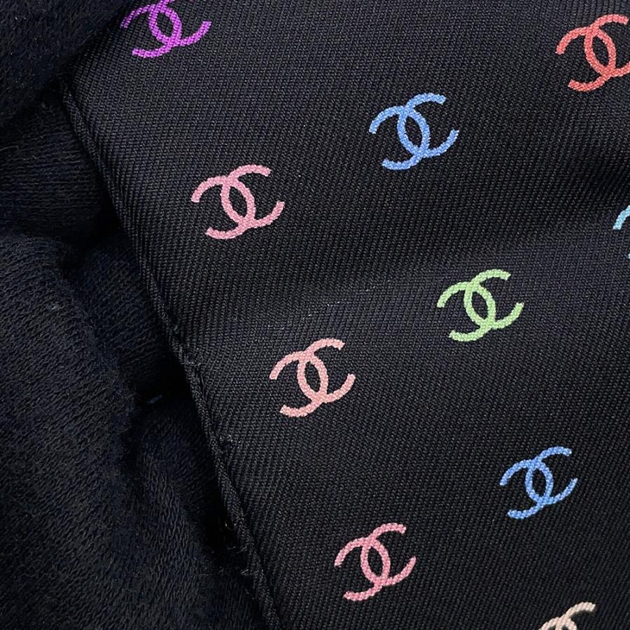 シャネル スカーフ ココマーク 総柄 ドット シルク CHANEL 黒 【安心 