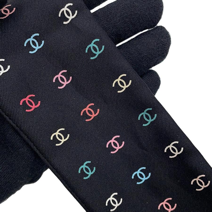 【未使用】CHANEL シャネル スカーフ カシミヤシルク ココマーク ドット柄 シャネル スカーフ ココマーク 総柄 ドット シルク CHANEL 黒 【安心