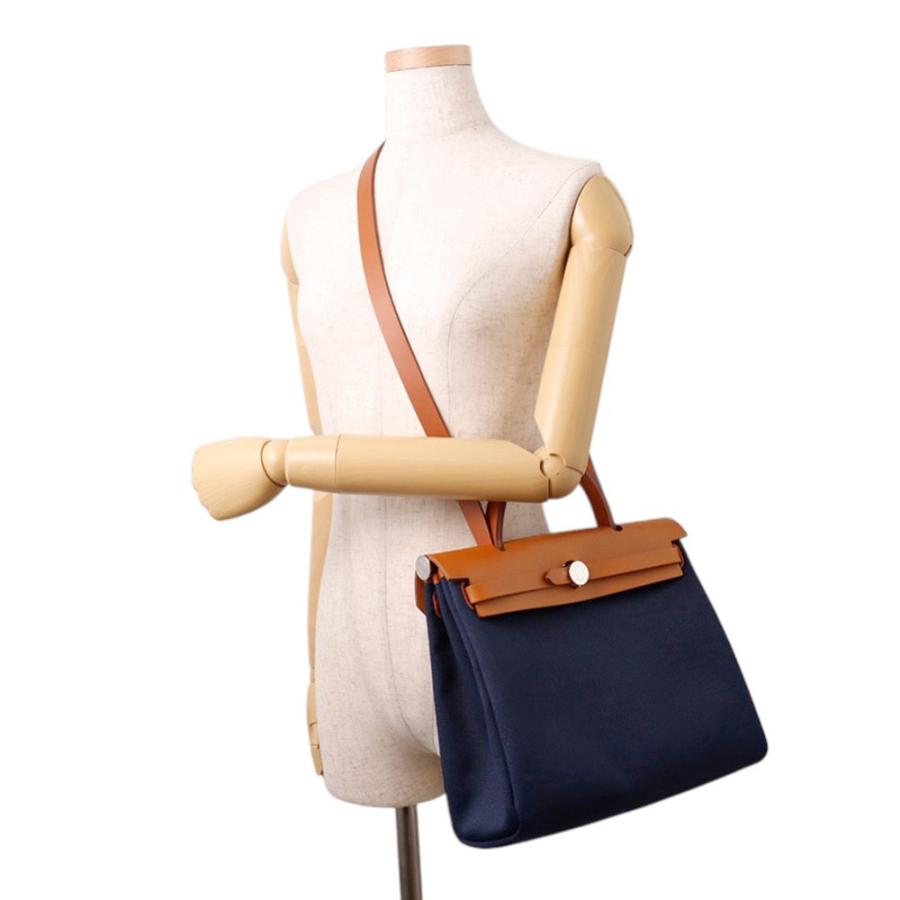 エルメス エールバッグジップPM ネイビー/ナチュラル/シルバー金具