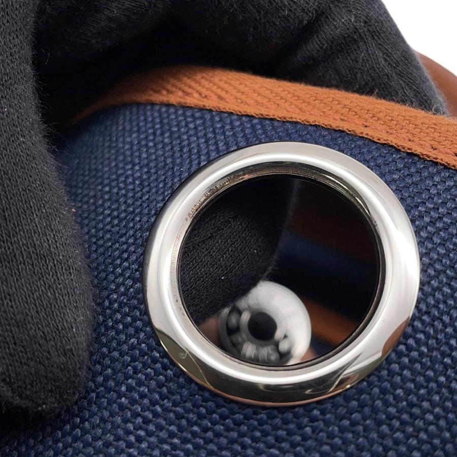 エルメス エールバッグジップPM ネイビー/ナチュラル/シルバー金具 トワルアッシュ/ヴァッシュハンター W刻印 エルメス エールバッグジップPM ネイビー/ナチュラル/シルバー金具