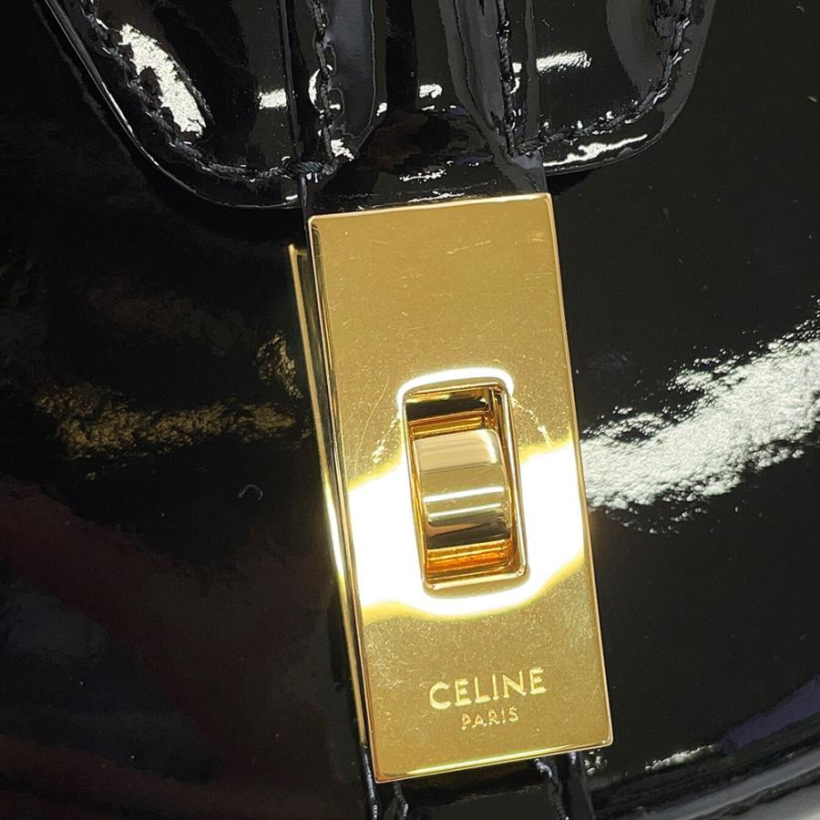 セリーヌ ショルダーバッグ 16 セーズ ブザス スモール パテント 188013 CELINE 黒_11