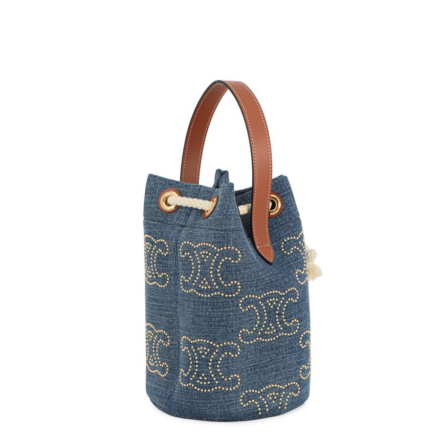 セリーヌ ショルダーバッグ トリオンフ ティーンドローストリング デニム レザー 196532 CELINE 【安心保証】