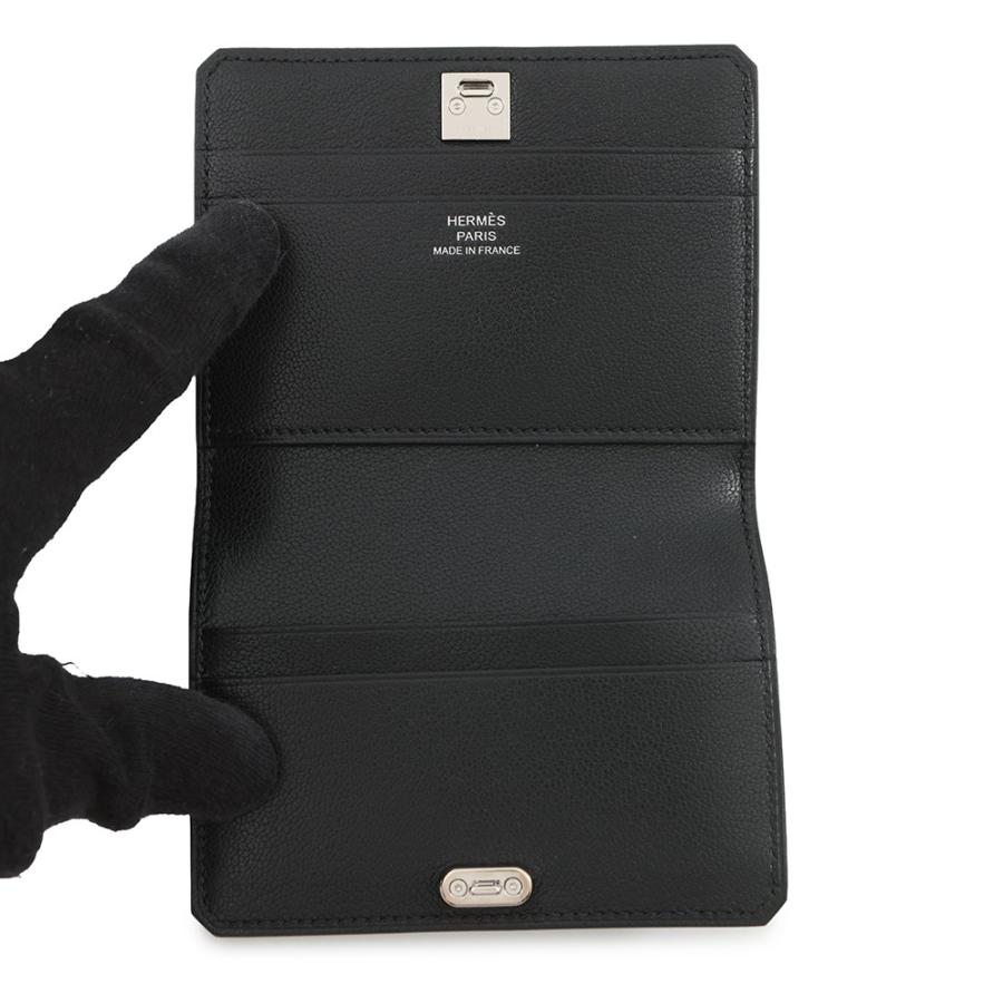 エルメス カードケース メドール ブラック/シルバー金具 シェブル