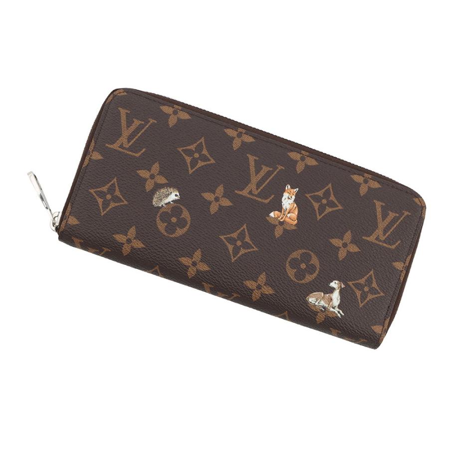 LOUIS VUITTON ルイヴィトン 長財布 フォレスト ジッピーウォレット ホリゾンタル M27226 ブラウン モノグラム ユニセックス ラウンドファスナー アニマル柄 シルバー金具 美品【本物保証】 ルイヴィトン 長財布 モノグラム・フォレスト ジッピー・ウォレット