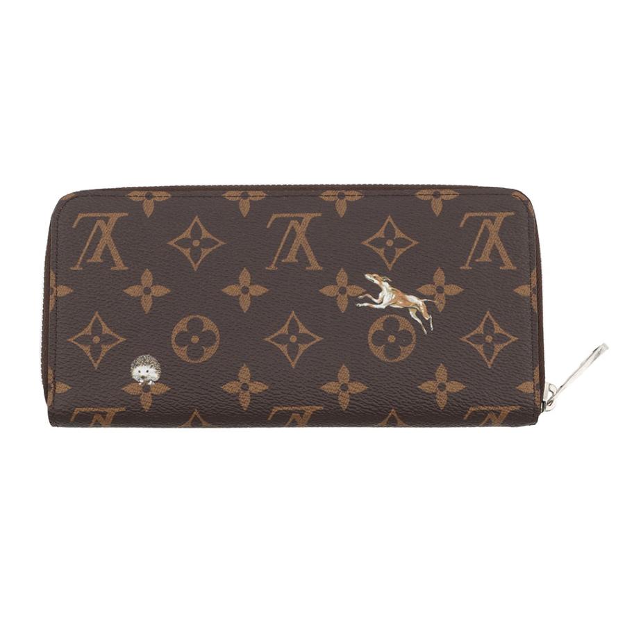 LOUIS VUITTON ルイヴィトン 長財布 フォレスト ジッピーウォレット ホリゾンタル M27226 ブラウン モノグラム ユニセックス ラウンドファスナー アニマル柄 シルバー金具 美品【本物保証】 ルイヴィトン 長財布 モノグラム・フォレスト ジッピー・ウォレット