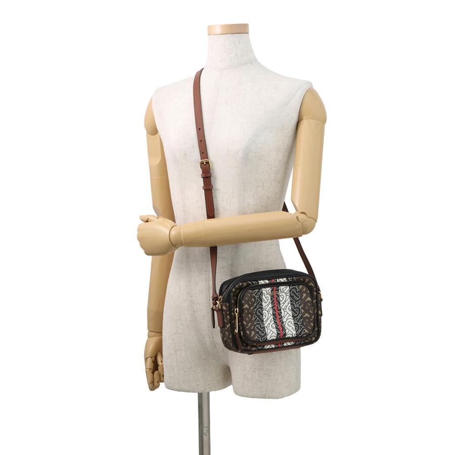 BURBERRY ストライプショルダーバッグ ブラック バーバリー ショルダーバッグ TBモノグラム ストライプ PVC レザー
