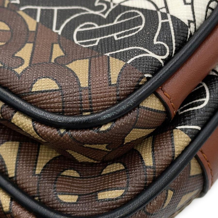 BURBERRY ストライプショルダーバッグ ブラック バーバリー ショルダーバッグ TBモノグラム ストライプ PVC レザー