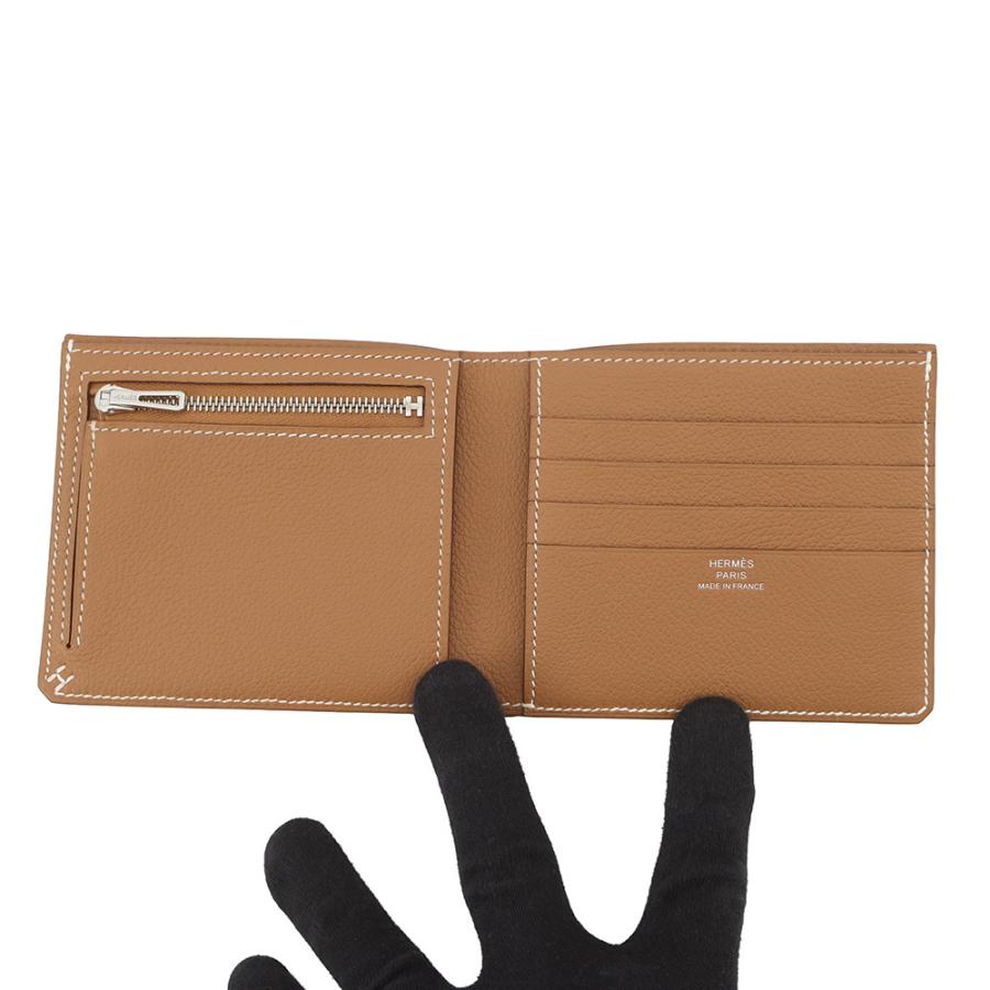 HERMES ❤️ゴールド❤️二つ折り財布 エルメス 二つ折り財布 Hセリエ コンパクト ゴールド/シルバー金具