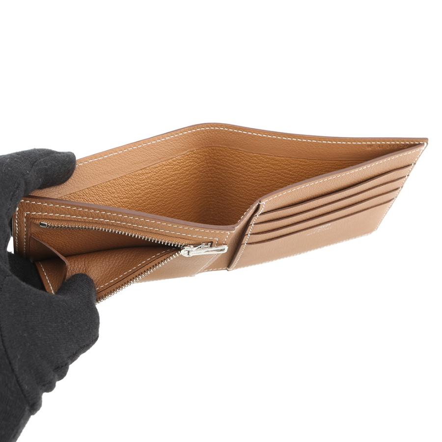 エルメス 二つ折り財布 Hセリエ コンパクト ゴールド/シルバー金具