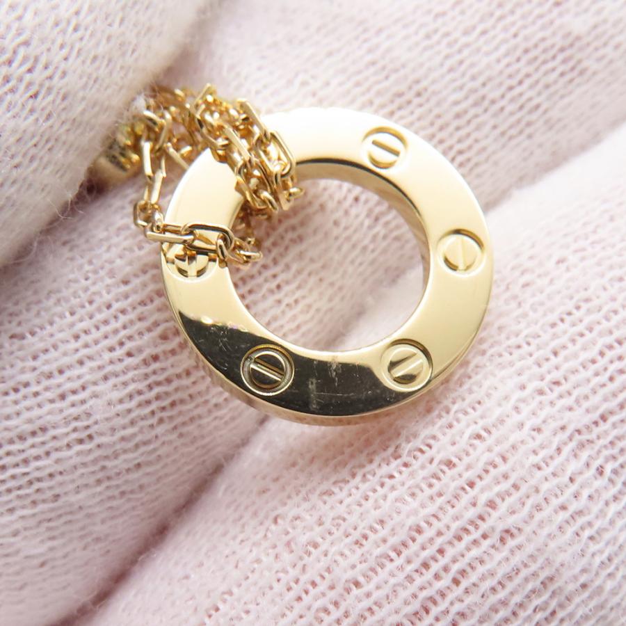 カルティエ ネックレス LOVE サークル ダイヤモンド 2P 計0.03ct K18YG