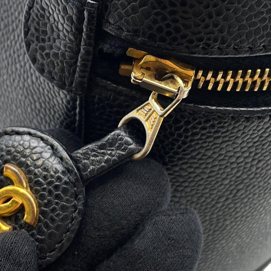 シャネル バニティバッグ ココマーク キャビアスキン 縦型 A01998 CHANEL 化粧ポーチ コスメポーチ 黒 【安心保証】