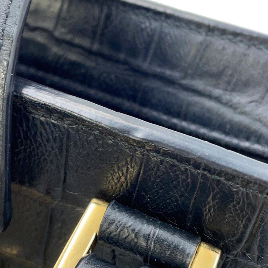 サンローランパリ ハンドバッグ ベイビーカバス クロコ型押しレザー
