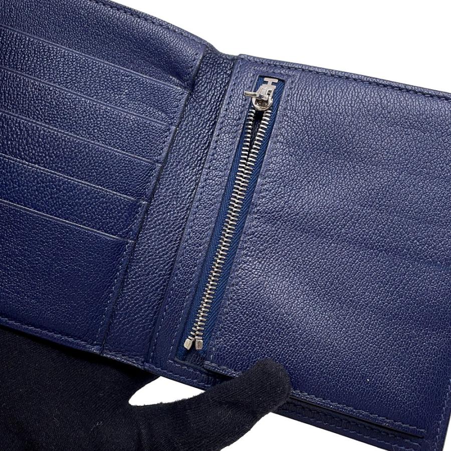エルメス 三つ折り財布 クリック12 ネイビー/シルバー金具アリゲーターマット Z刻印 財布 【安心保証】の画像