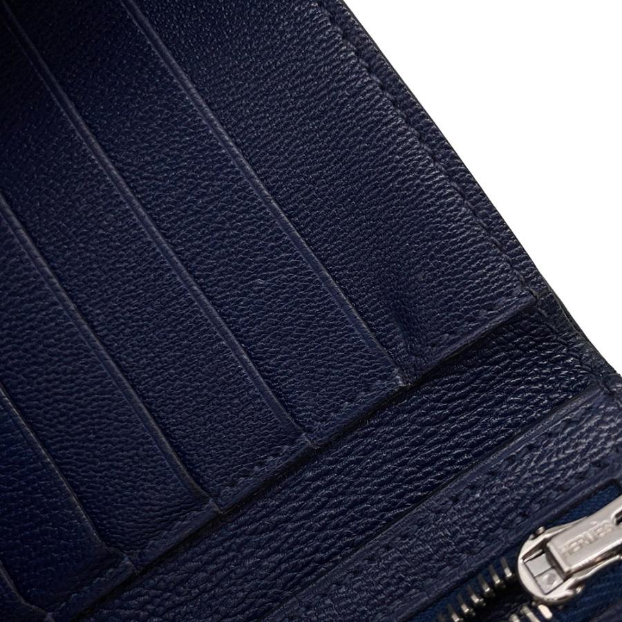 エルメス 三つ折り財布 クリック12 ネイビー/シルバー金具アリゲーターマット Z刻印 財布 【安心保証】の画像